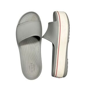 Crocs Crocband Platform Slides Grey White Pink Sandals Women 10 Men 8